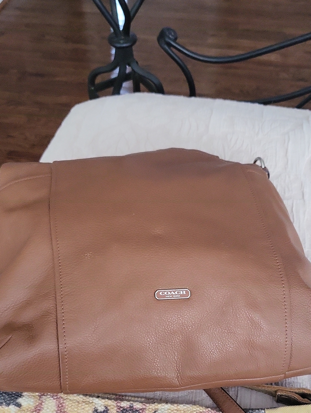 Authentic Coach Park Leather Hobo Shoulder Bag Camel Tan F31323